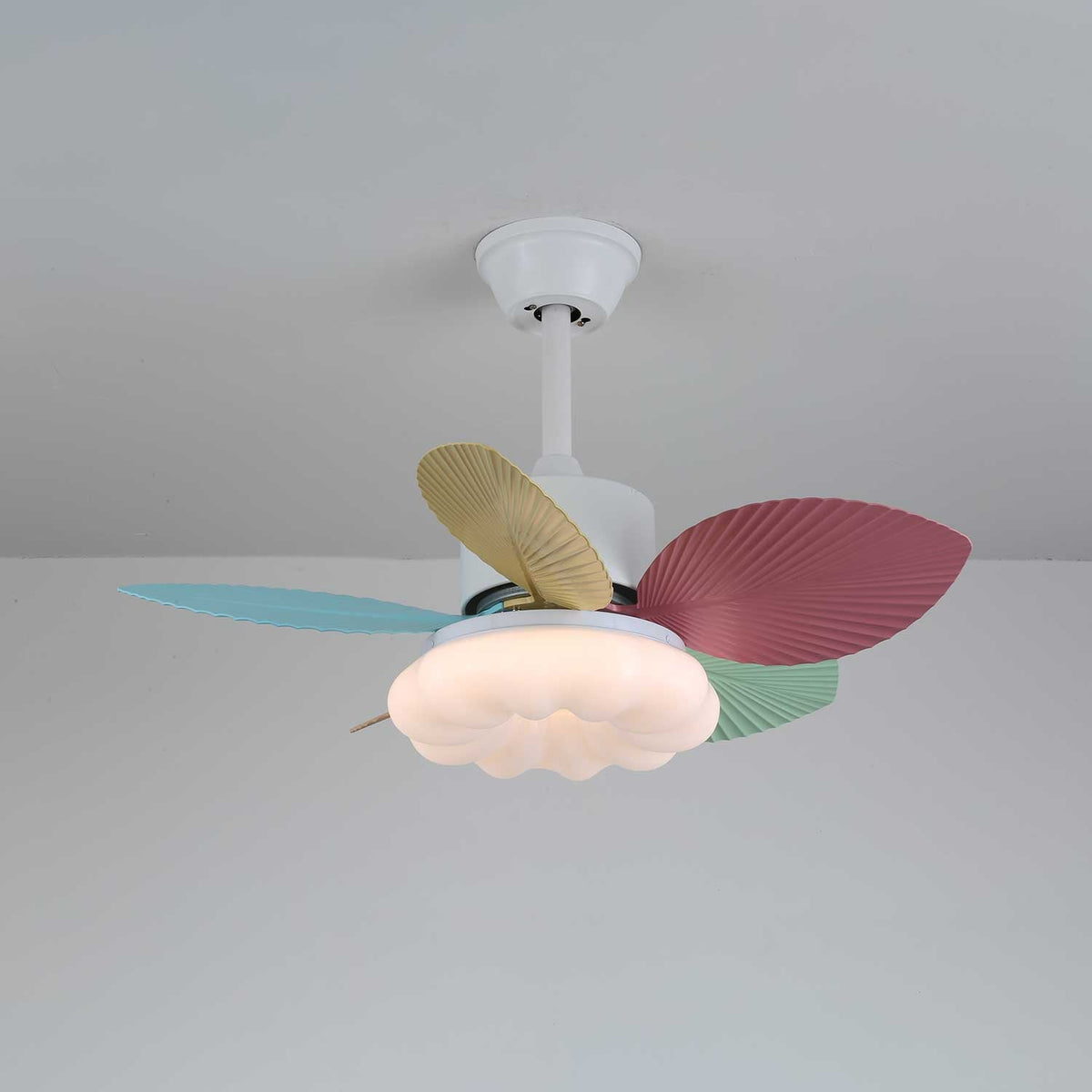 Deckenventilator mit farbigem Glaslicht – Ø76 cm dimmbar – 6 Geschwindigkeiten inkl. Fernbedienung – leiser Motor – modernes Design für Wohnzimmer und Schlafzimmer | Sansoti