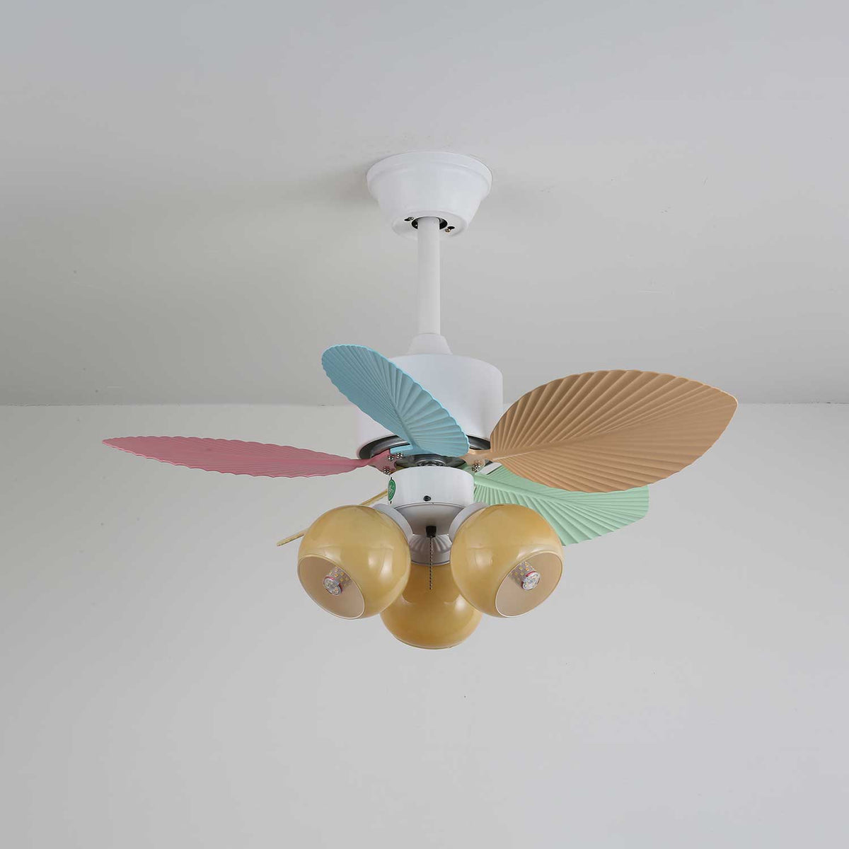 Deckenventilator mit farbigem Glaslicht – Ø76 cm dimmbar – 6 Geschwindigkeiten inkl. Fernbedienung – leiser Motor – modernes Design für Wohnzimmer und Schlafzimmer | Sansoti