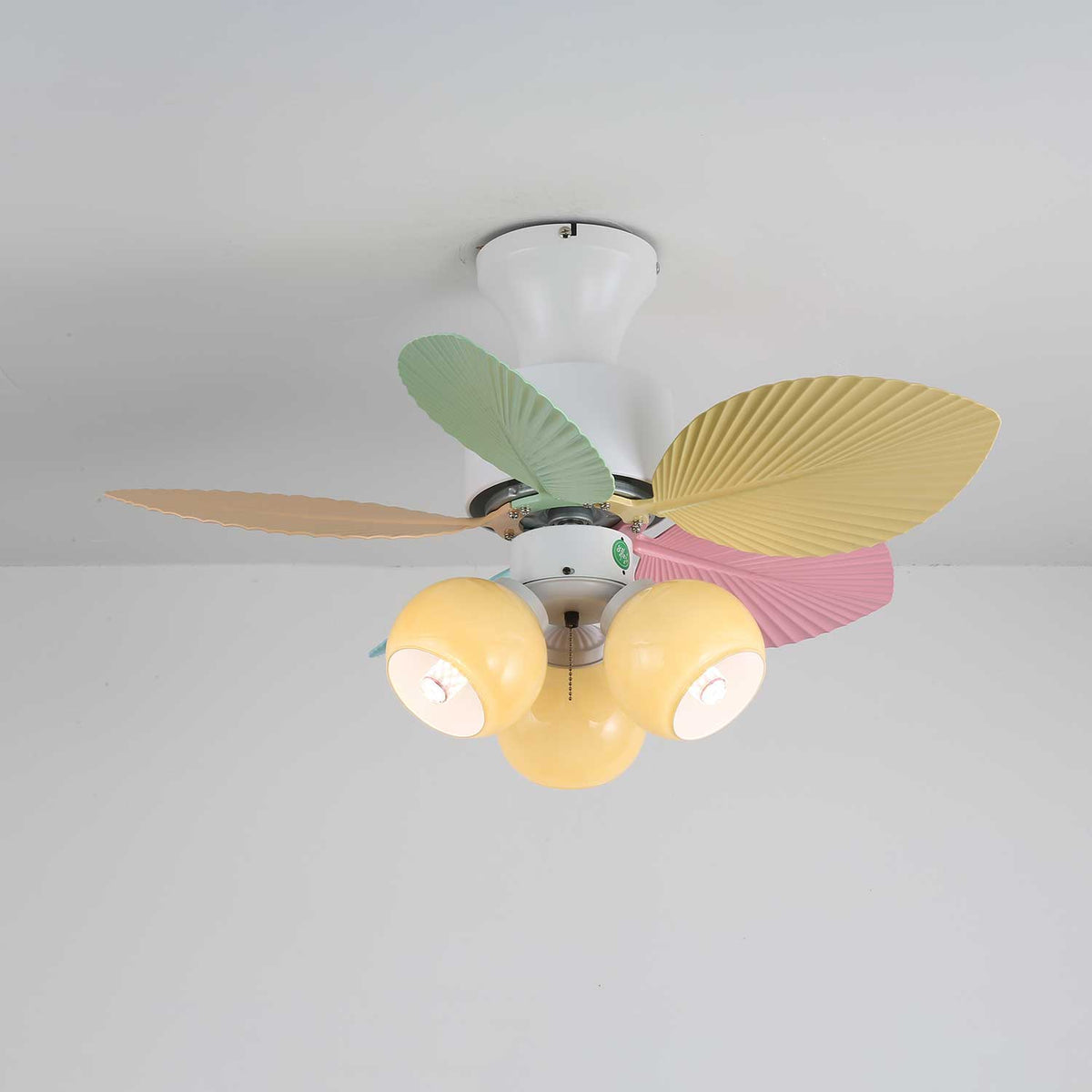 Deckenventilator mit farbigem Glaslicht – Ø76 cm dimmbar – 6 Geschwindigkeiten inkl. Fernbedienung – leiser Motor – modernes Design für Wohnzimmer und Schlafzimmer | Sansoti