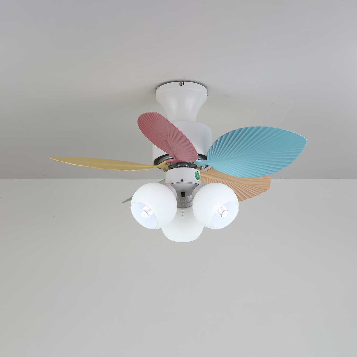 Deckenventilator mit farbigem Glaslicht – Ø76 cm dimmbar – 6 Geschwindigkeiten inkl. Fernbedienung – leiser Motor – modernes Design für Wohnzimmer und Schlafzimmer | Sansoti