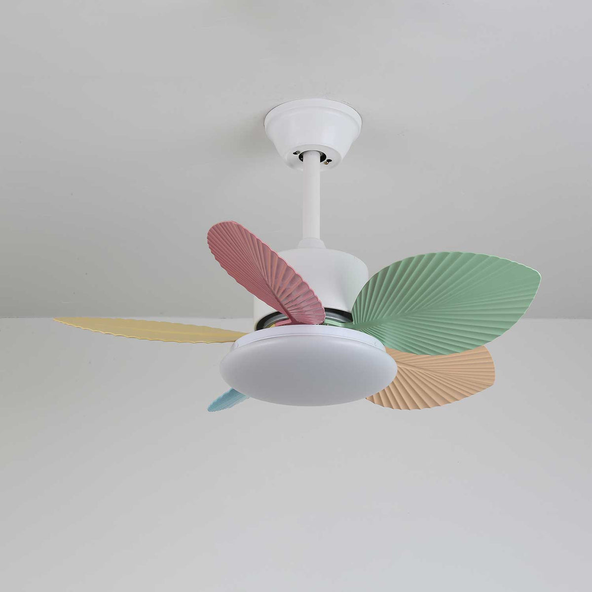 Deckenventilator mit farbigem Glaslicht – Ø76 cm dimmbar – 6 Geschwindigkeiten inkl. Fernbedienung – leiser Motor – modernes Design für Wohnzimmer und Schlafzimmer | Sansoti