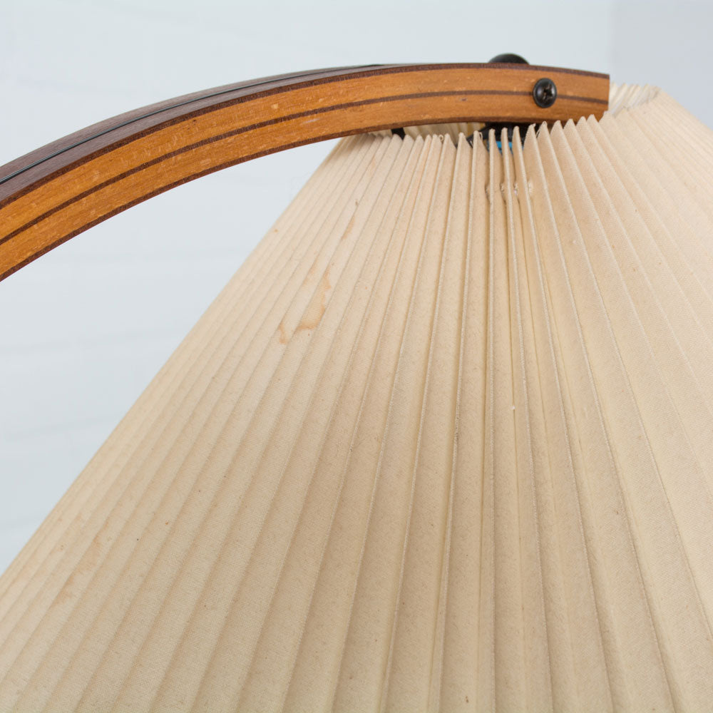 Bogen Stehlampe Buchenholz Leinen Schirm Retro Wohnzimmer | Sansoti
