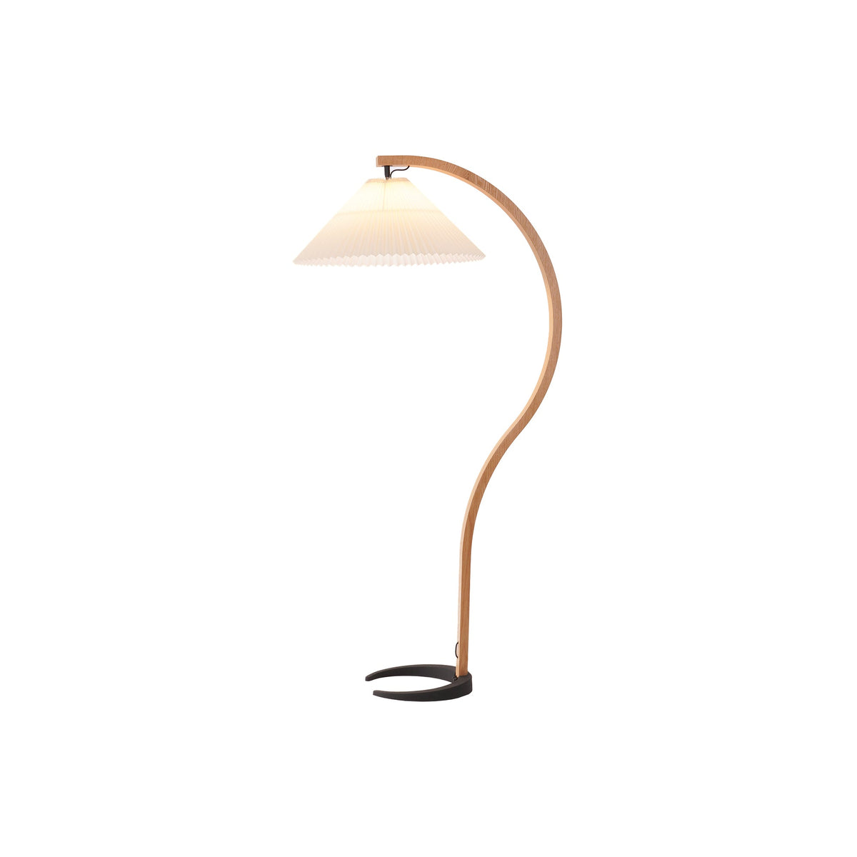 Bogen Stehlampe Buchenholz Leinen Schirm Retro Wohnzimmer | Sansoti