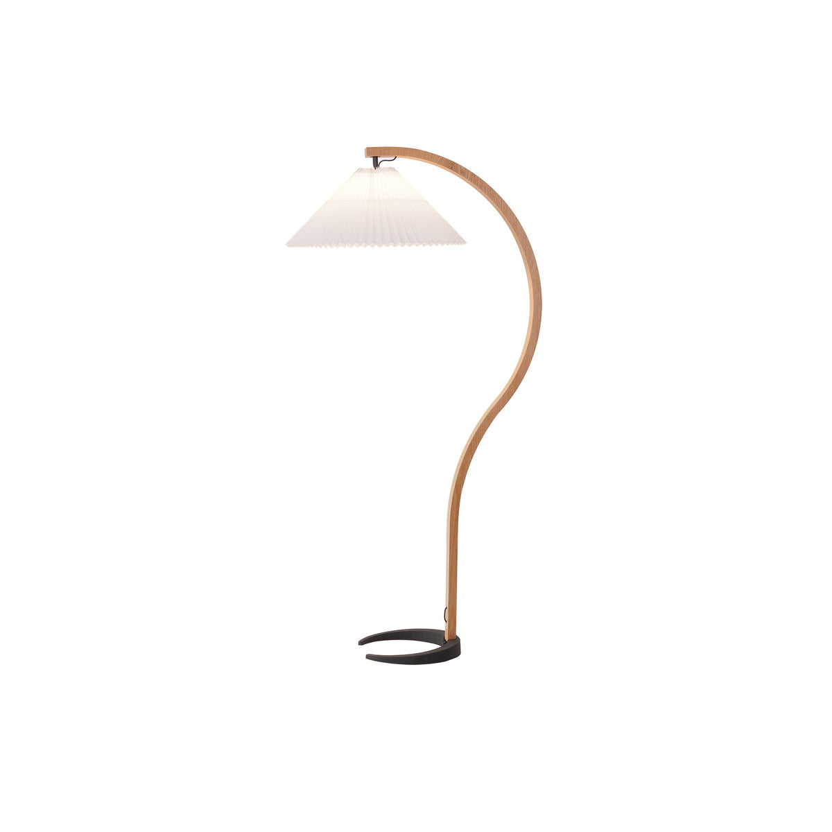 Bogen Stehlampe Buchenholz Leinen Schirm Retro Wohnzimmer | Sansoti
