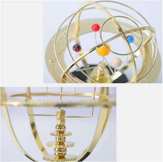 Grand Orrery Mechanical Solar System Model — Handmade Brass Replica with 5 Planets and Lunar Orbit | Sansoti
