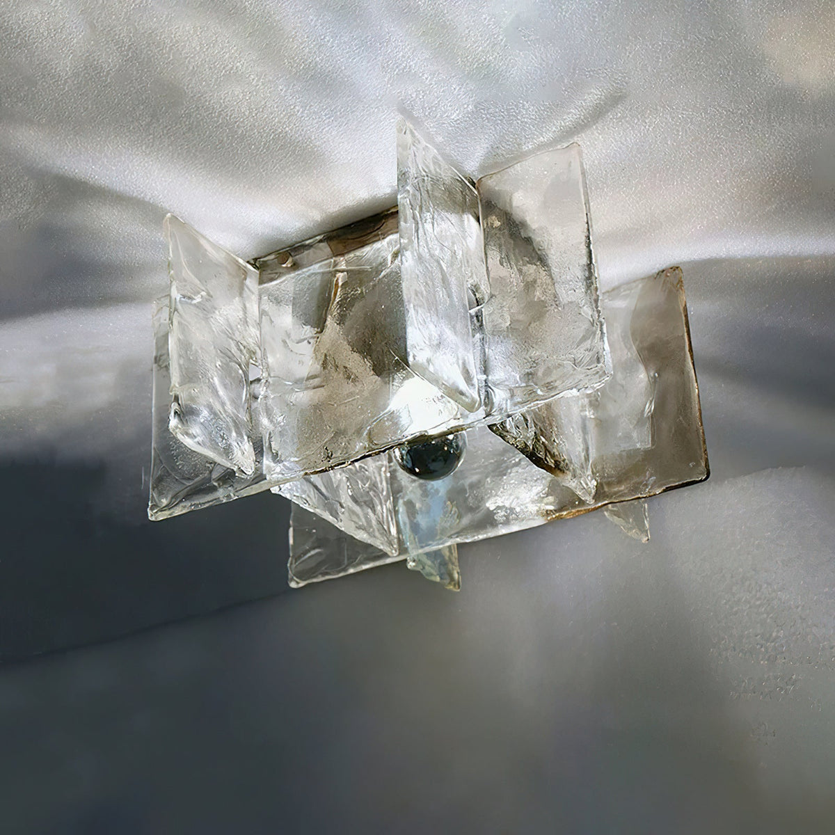 Modern Ceiling Lamp with Ice Effect Glass – Dimmable E26/E27 – Ø30cm | Sansoti