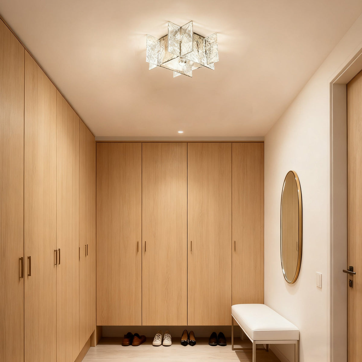 Modern Ceiling Lamp with Ice Effect Glass – Dimmable E26/E27 – Ø30cm | Sansoti
