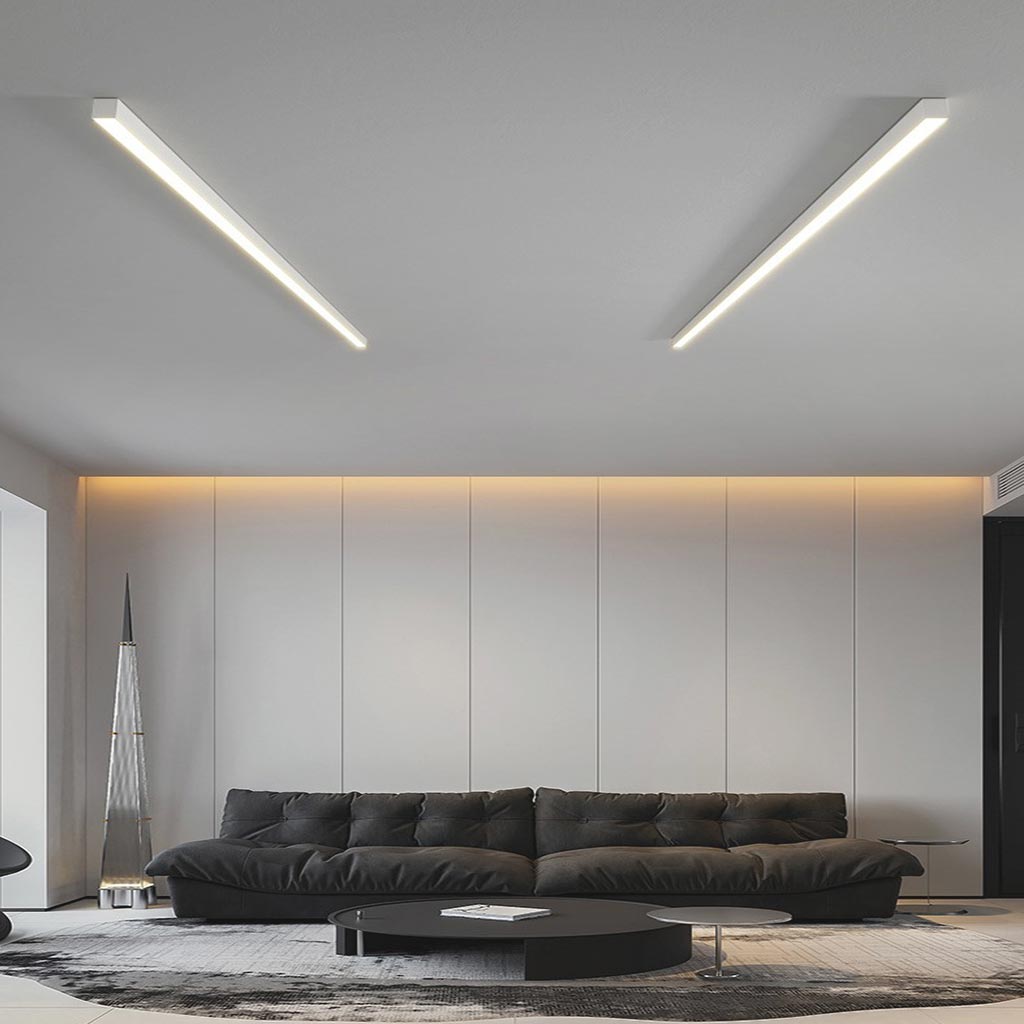 Plafonnier LED linéaire au design épuré, lumière réglable, noir et blanc, éclairage moderne et économe en énergie pour intérieur | Sansoti