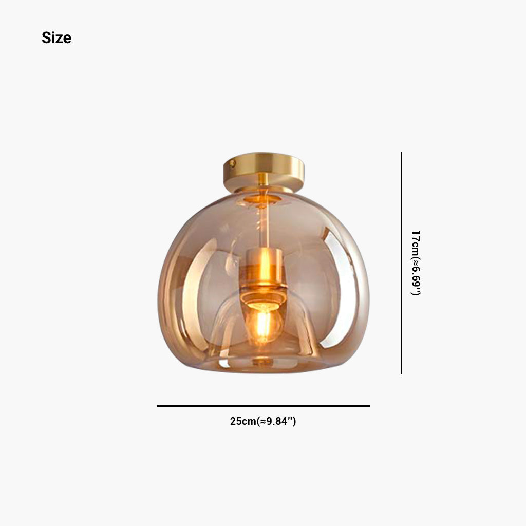 Halbflächen-Deckenleuchte mit Glaskugel und Metallgestell, LED, dimmbar, Wohnzimmer, Flur, Eingangsbereich, warmes Licht, modern | Sansoti