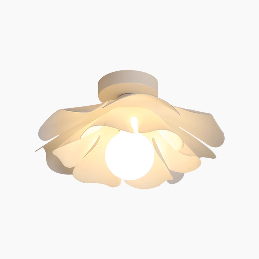 Blumenförmige Deckenleuchte, halbflächenbündig, Acryl, weiß, modernes LED-Licht, für Schlafzimmer und Wohnzimmer, skandinavisches Design | Sansoti