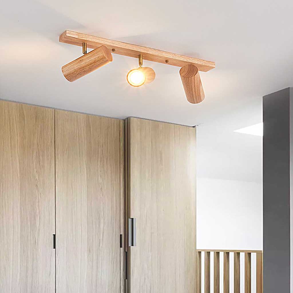 Verstelbare LED Railspot Hout Plafond Wand Verlichting Natuurlijk Design Sfeervolle Accentverlichting Woonruimtes | Sansoti