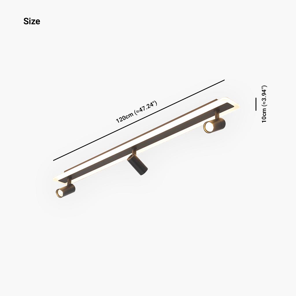Ceiling Spotlight with Linear LED Track Adjustable Black Gold 3 Light Settings Modern Track Lighting Living Room | Sansoti