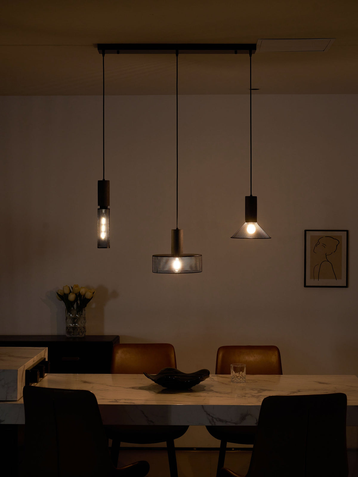 Lámpara colgante de hormigón, industrial, cilíndrica, de metal, negra y gris, E27 | Sansoti