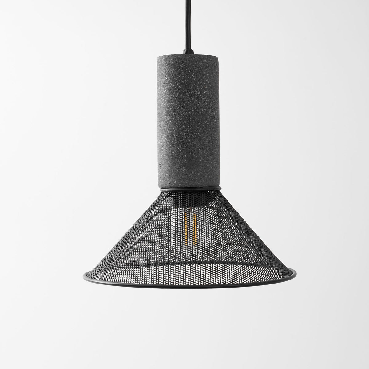 Lámpara colgante de hormigón, industrial, cilíndrica, de metal, negra y gris, E27 | Sansoti