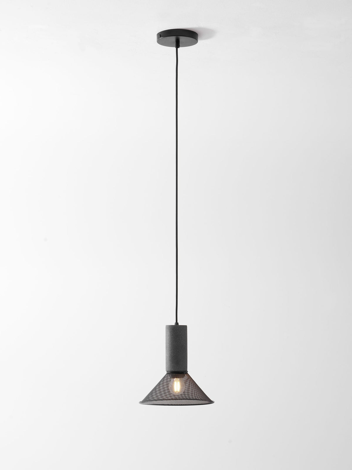 Lámpara colgante de hormigón, industrial, cilíndrica, de metal, negra y gris, E27 | Sansoti