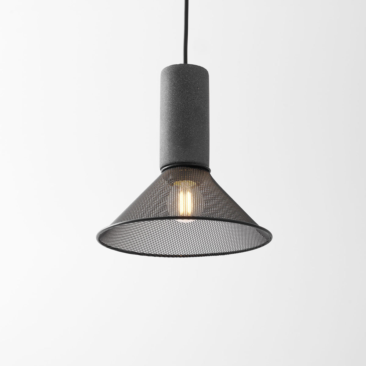 Lámpara colgante de hormigón, industrial, cilíndrica, de metal, negra y gris, E27 | Sansoti