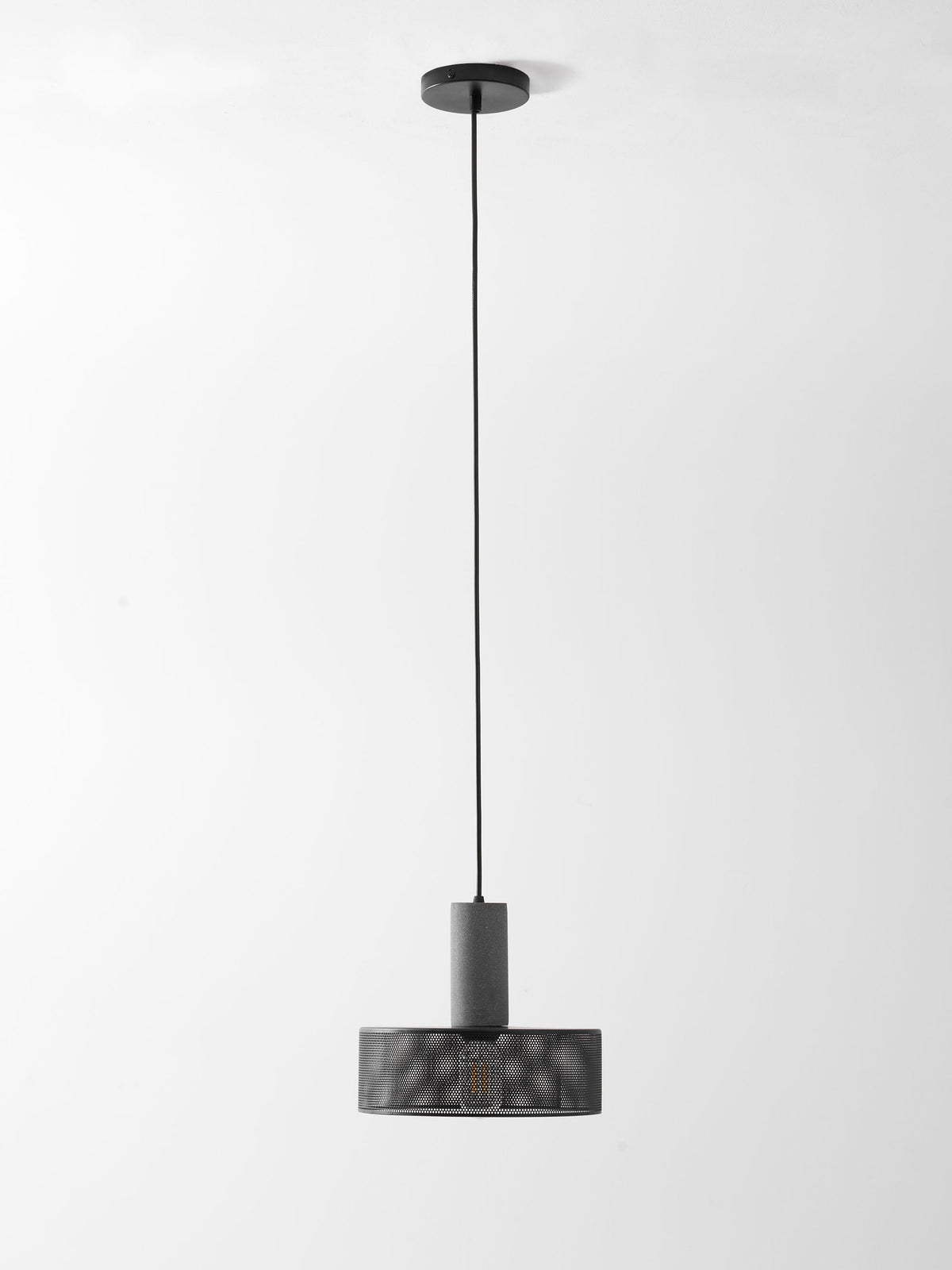 Lámpara colgante de hormigón, industrial, cilíndrica, de metal, negra y gris, E27 | Sansoti