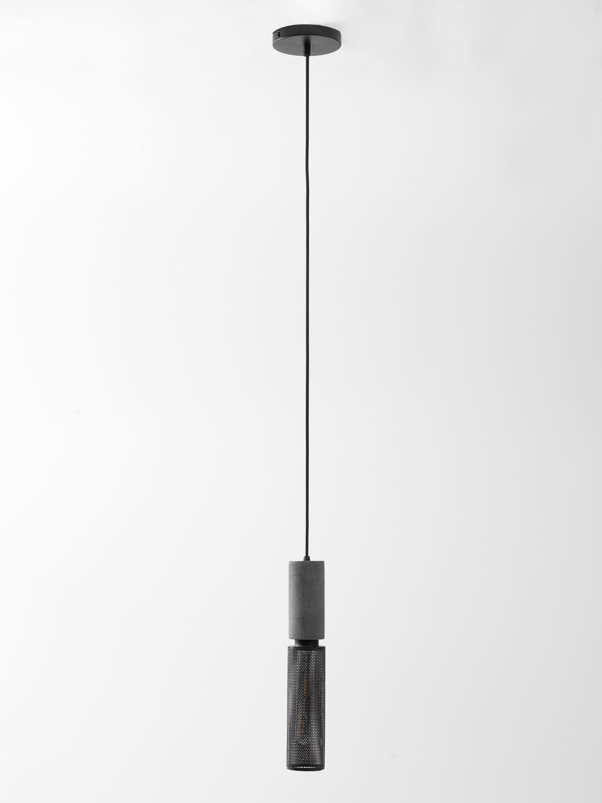 Lámpara colgante de hormigón, industrial, cilíndrica, de metal, negra y gris, E27 | Sansoti