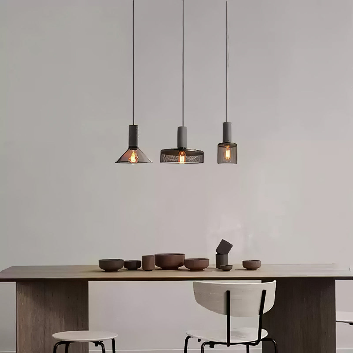 Industriële Hanglamp met Cement & Zwart Mesh — 6 Vormen | Sansoti