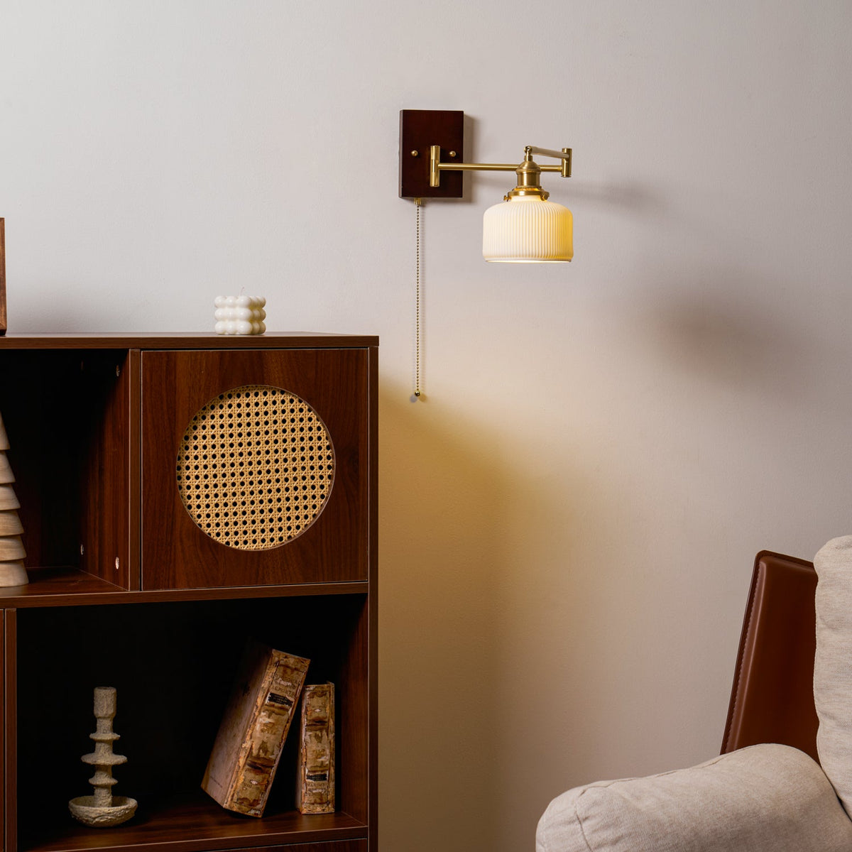 Ceramic Wall Lamp Geometric Design – 5 Models Brass & Walnut | Sansoti
