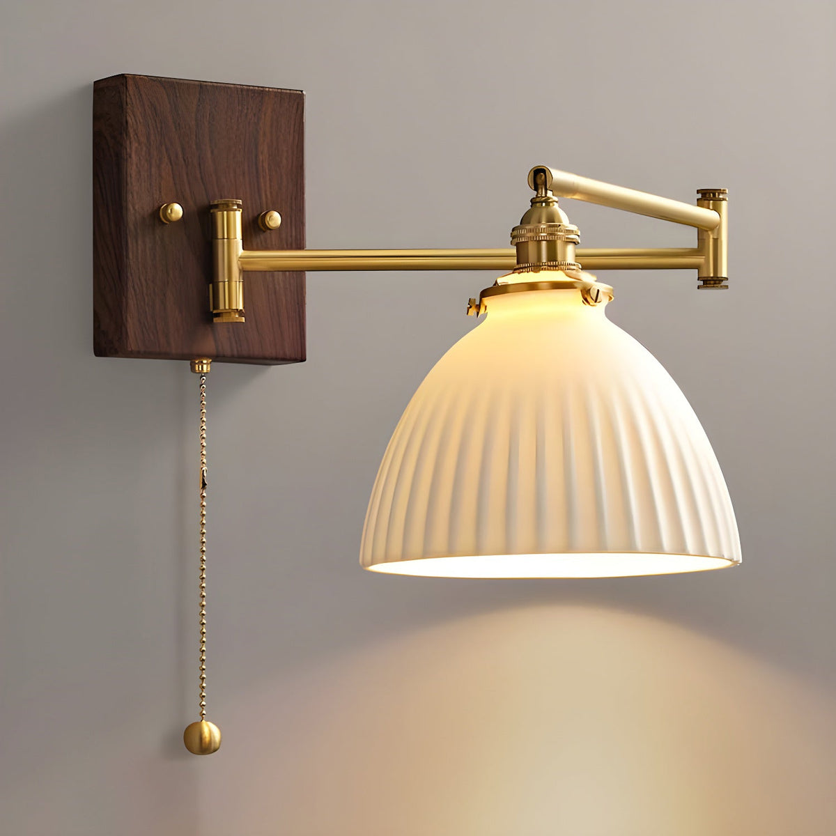 Ceramic Wall Lamp Geometric Design – 5 Models Brass & Walnut | Sansoti