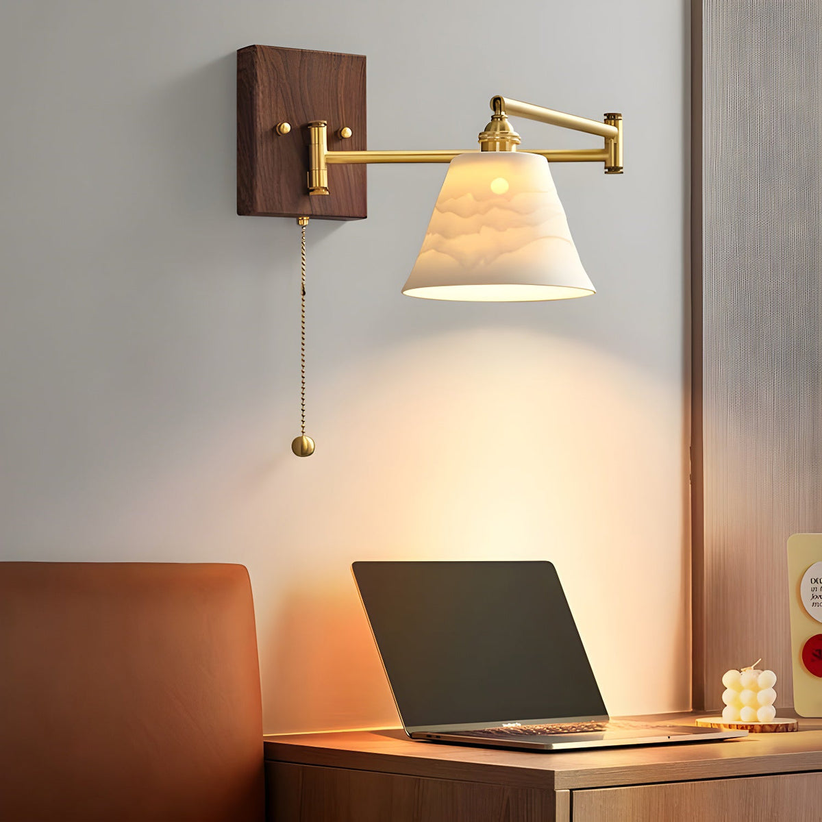 Ceramic Wall Lamp Geometric Design – 5 Models Brass & Walnut | Sansoti