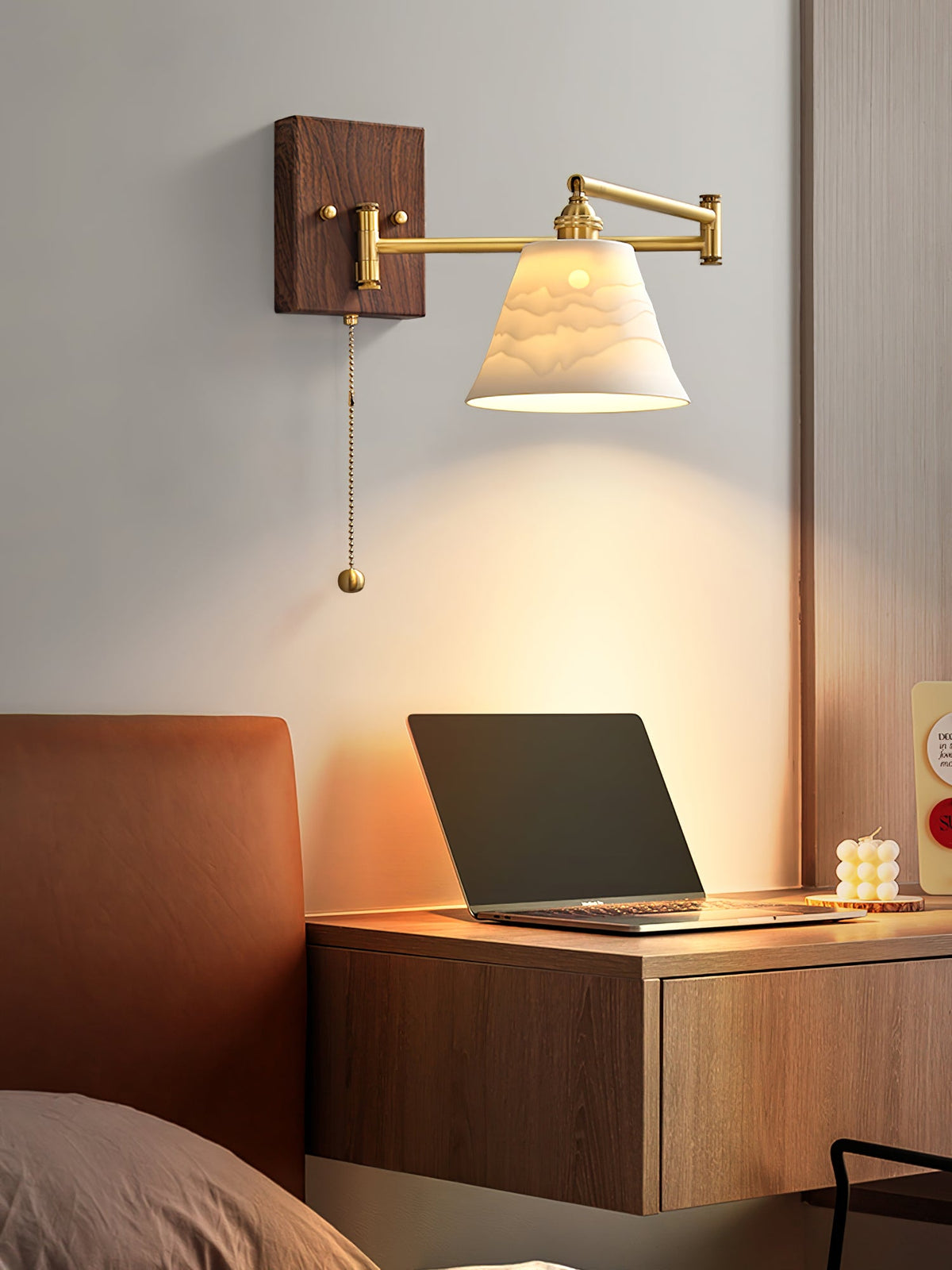 Ceramic Wall Lamp Geometric Design – 5 Models Brass & Walnut | Sansoti