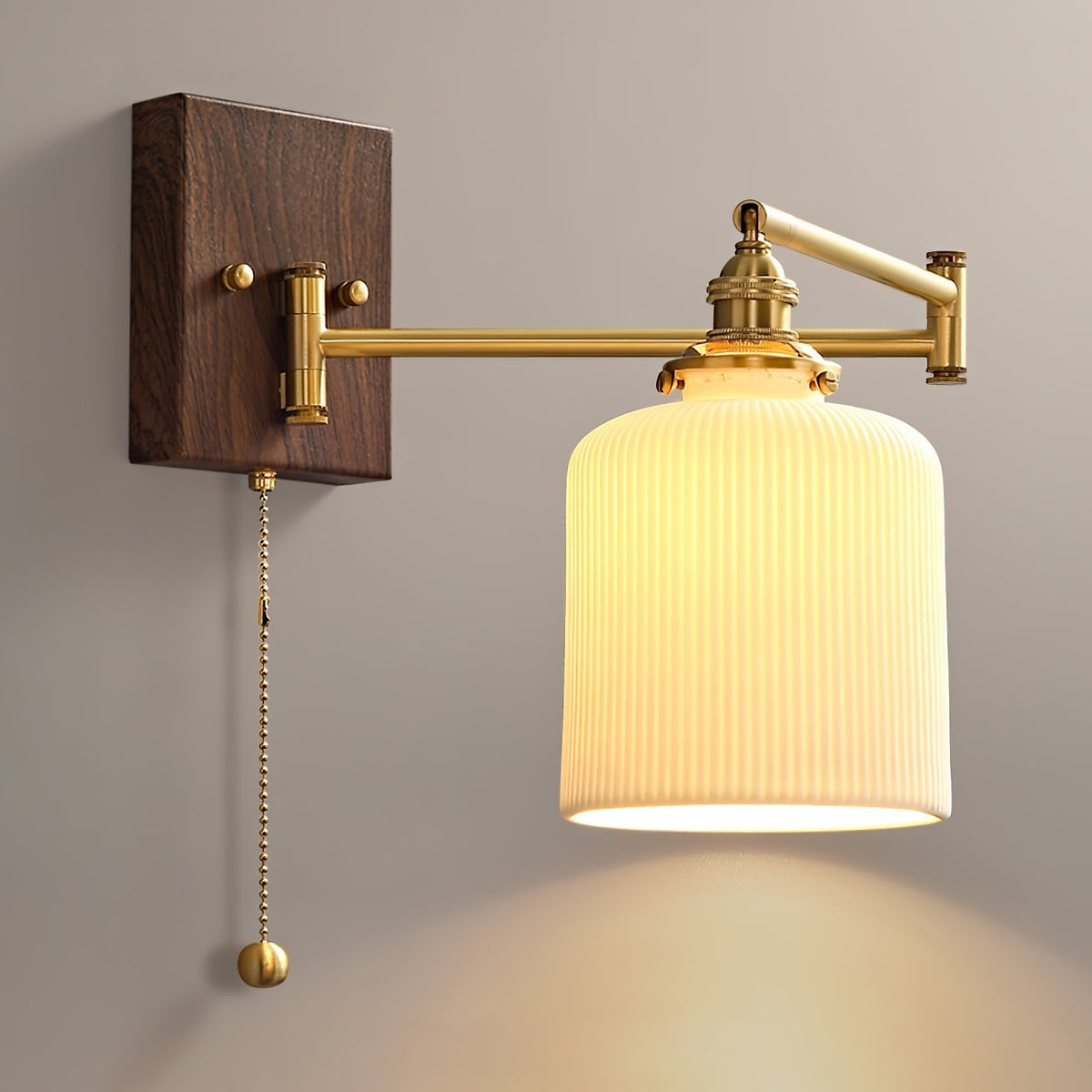 Ceramic Wall Lamp Geometric Design – 5 Models Brass & Walnut | Sansoti