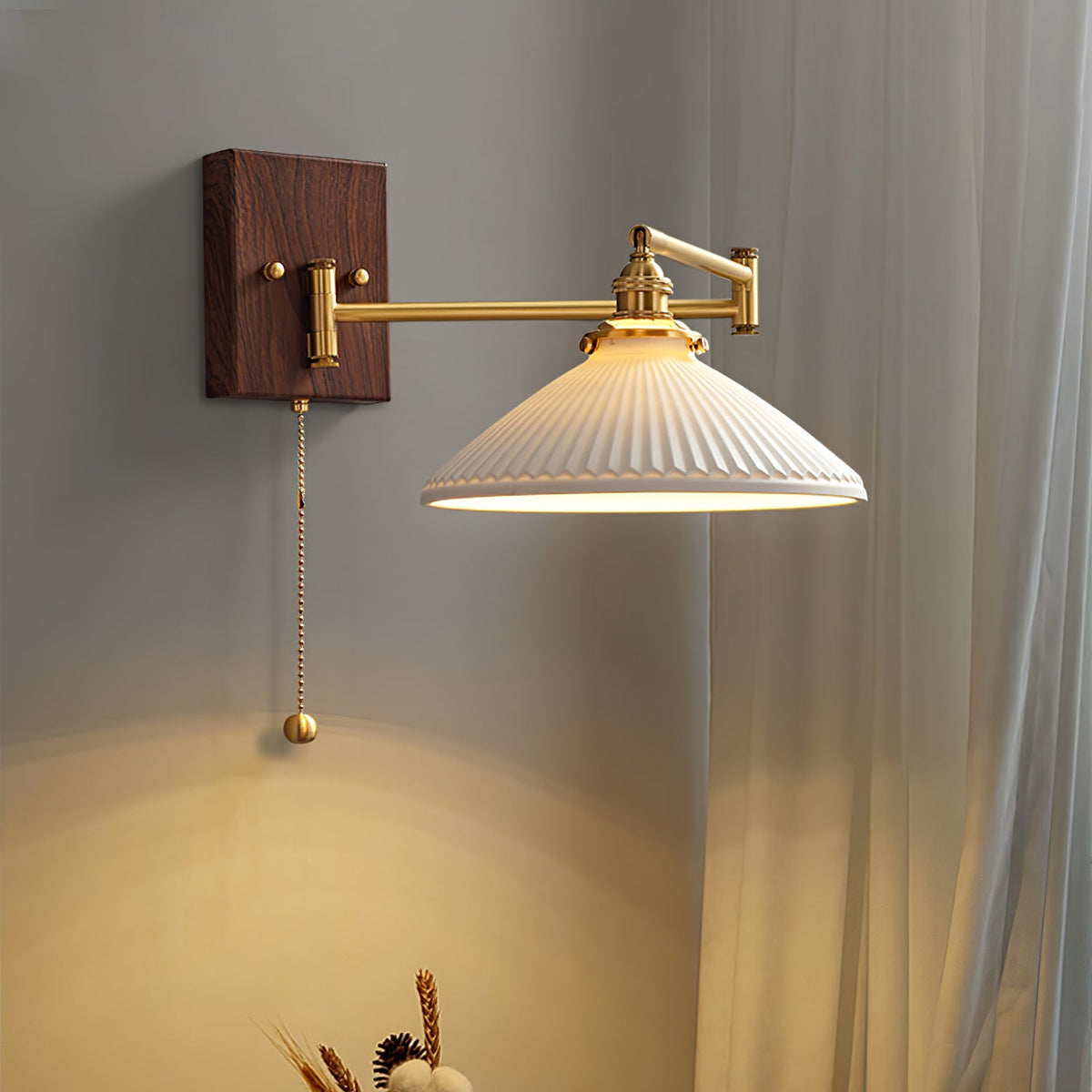 Ceramic Wall Lamp Geometric Design – 5 Models Brass & Walnut | Sansoti