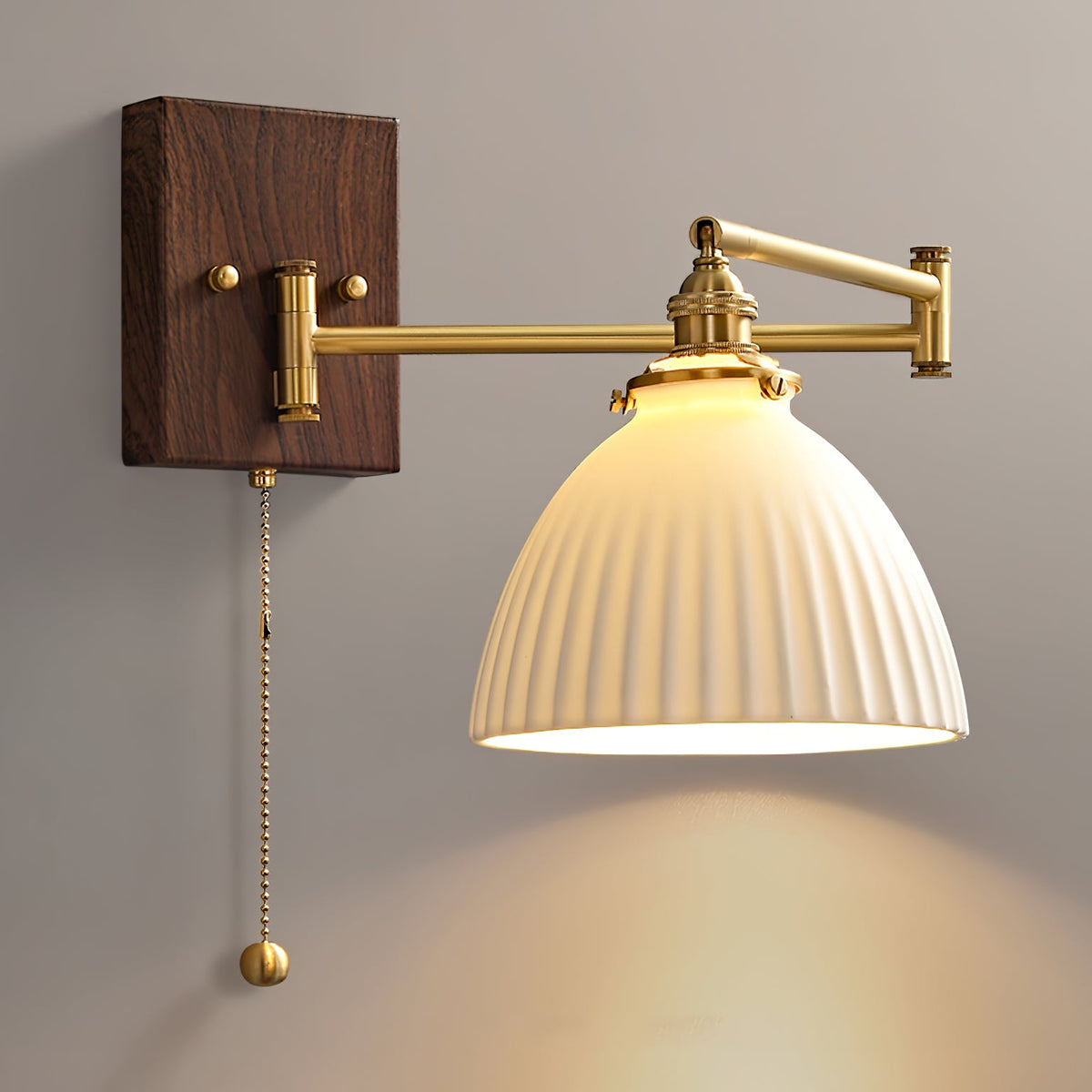 Ceramic Wall Lamp Geometric Design – 5 Models Brass & Walnut | Sansoti