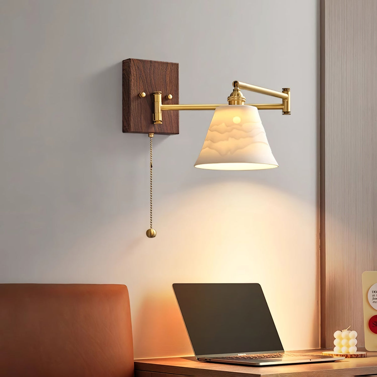 Keramische Wandlampe Geometrisches Design – 5 Modelle Messing & Walnuss | Sansoti