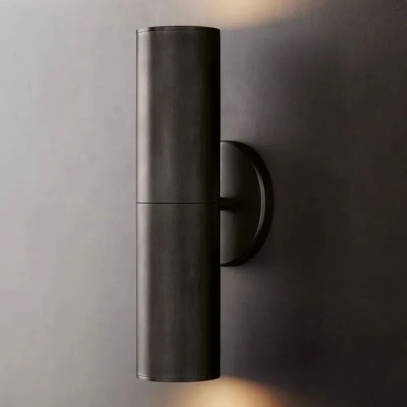 Lineaire Wandlamp Massief Messing Glas Cilindervorm Warm Licht Gepolijst Brons Woonkamer Gang Slaapkamer | Sansoti