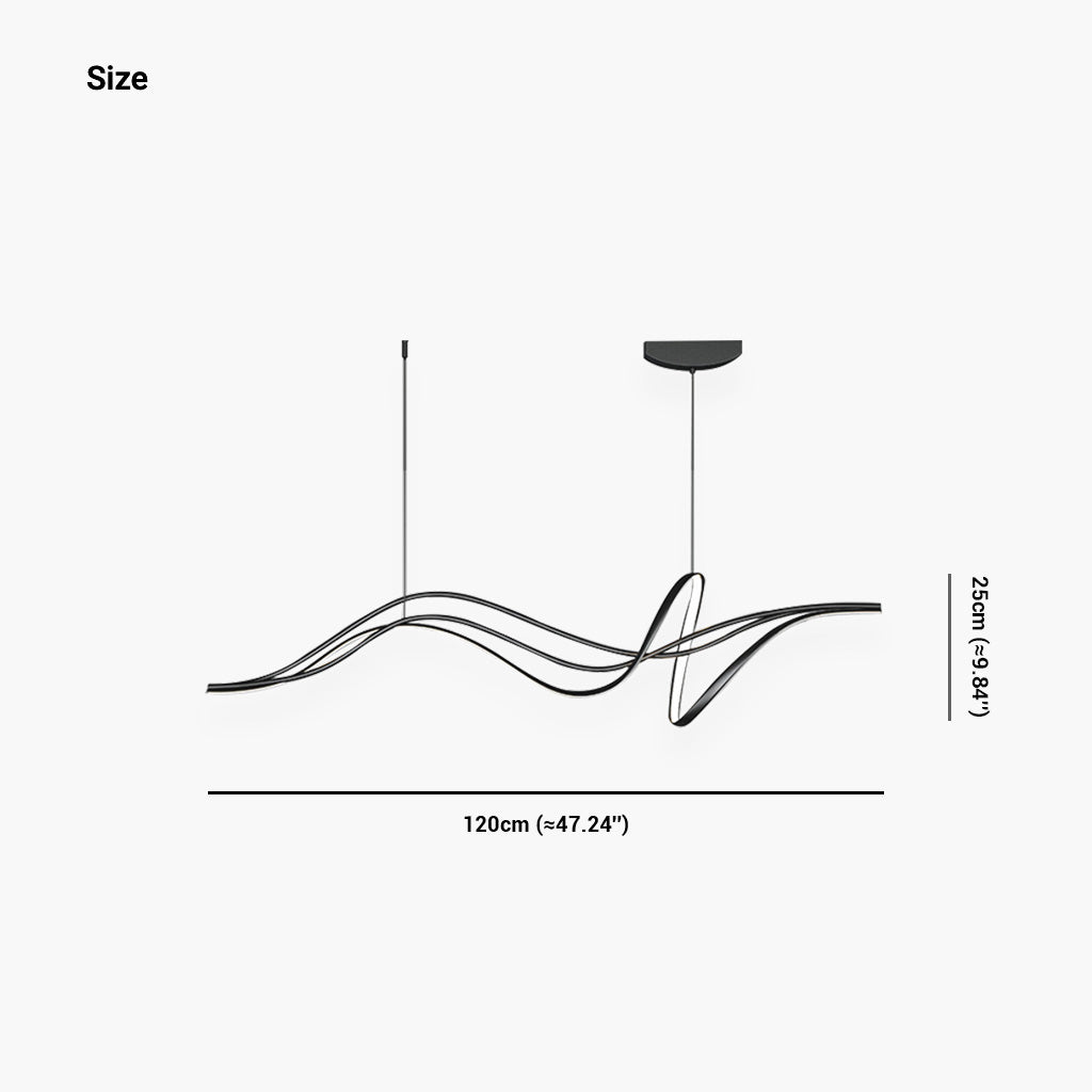 Hanglamp LED Golfvorm Dimbaar Kroonluchter Zwart Wit Woonkamer Eetkamer Modern Design 120-140cm Sfeerverlichting | Sansoti