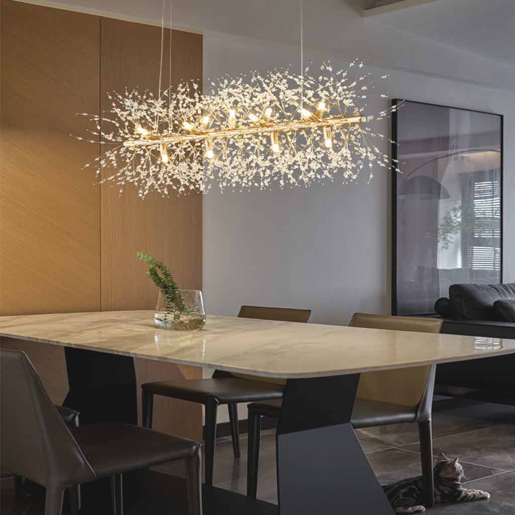 Crystal Chandelier Metal Glass Dandelion Design 8-16 Lights Gold Silver Living Room Dining Room Hallway | Sansoti