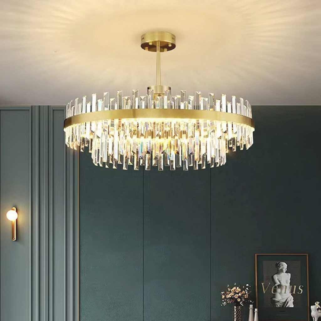 Crystal Chandelier Gold Round Oval LED 60 80 100cm | Sansoti
