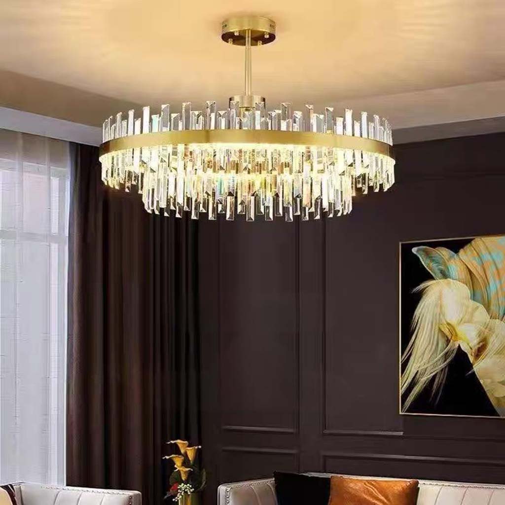 Crystal Chandelier Gold Round Oval LED 60 80 100cm | Sansoti