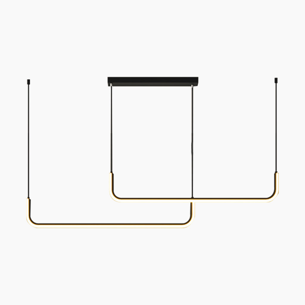 Linear LED Pendant Light Metal Gold Black Dimmable Adjustable 3 Light Colors Modern Ceiling Light Dining Room | Sansoti