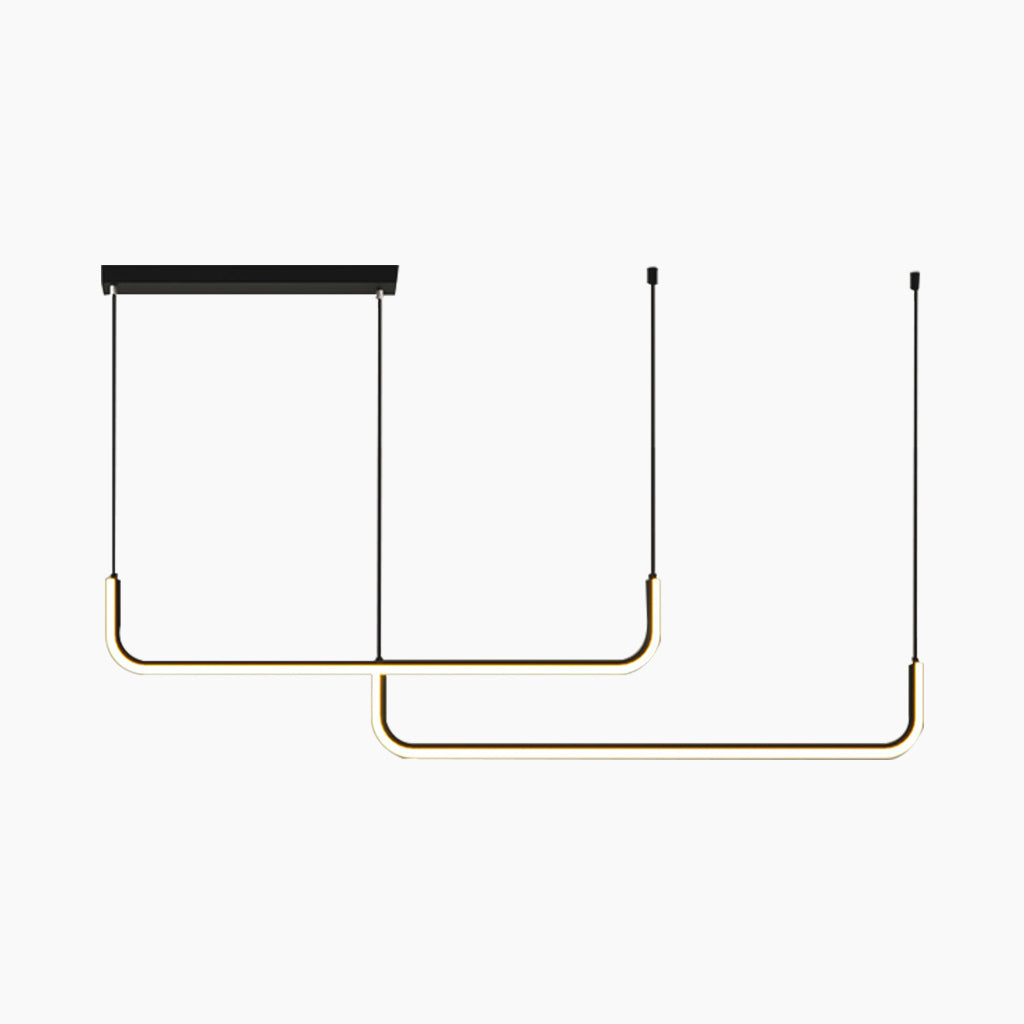 Linear LED Pendant Light Metal Gold Black Dimmable Adjustable 3 Light Colors Modern Ceiling Light Dining Room | Sansoti