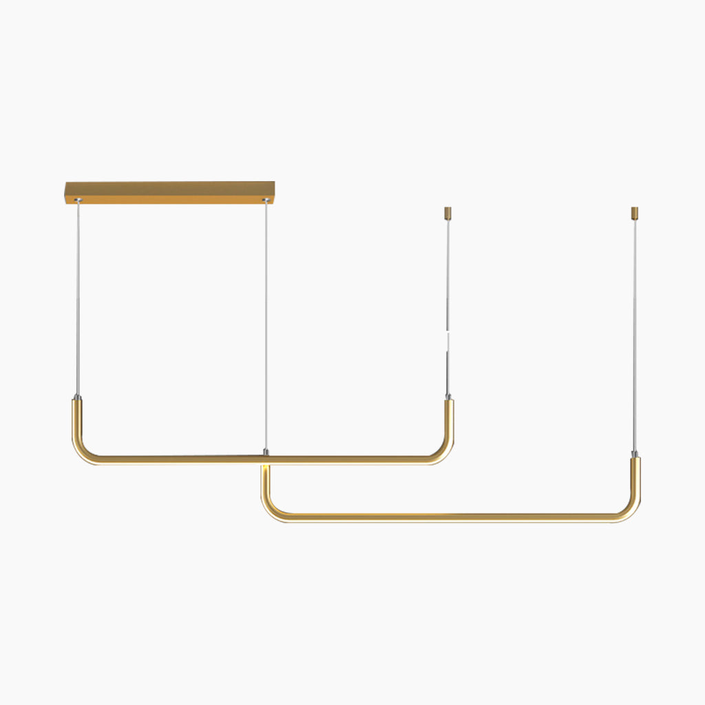 Linear LED Pendant Light Metal Gold Black Dimmable Adjustable 3 Light Colors Modern Ceiling Light Dining Room | Sansoti