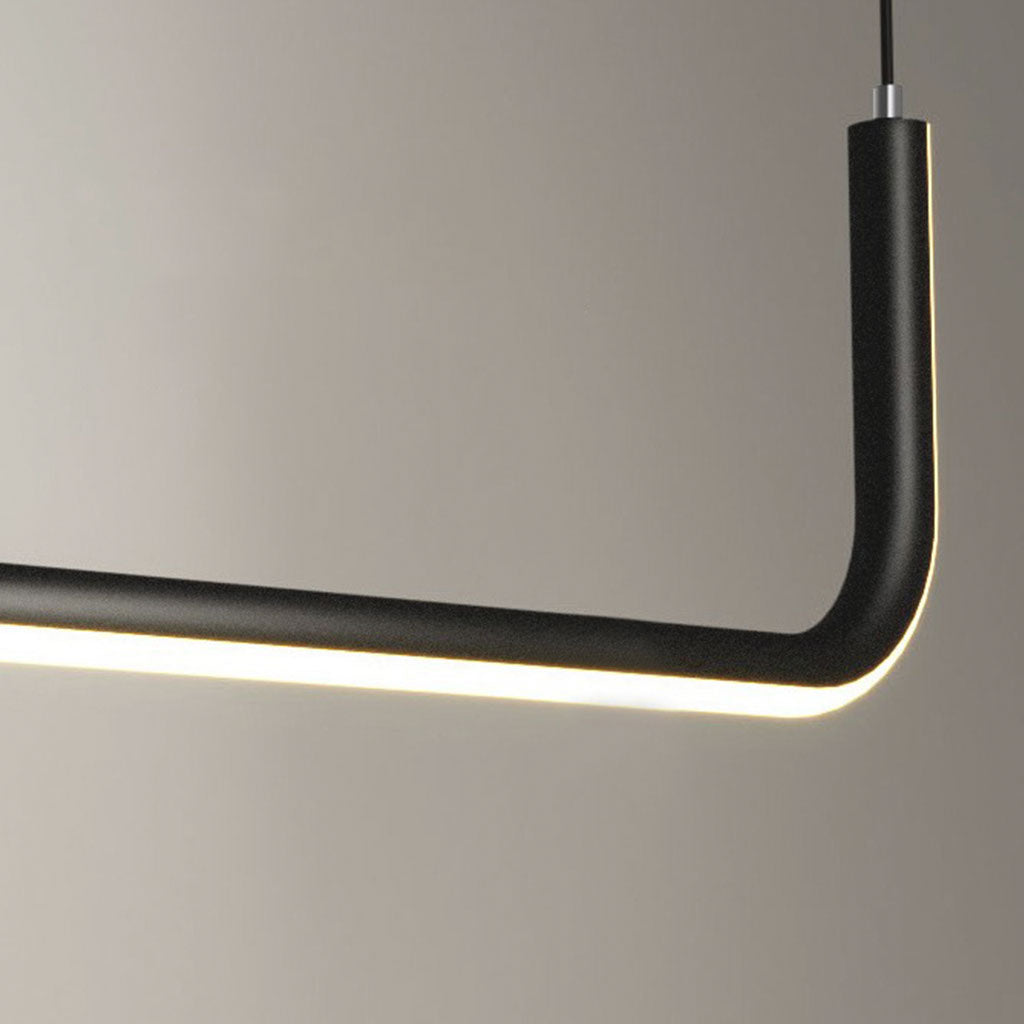 Linear LED Pendant Light Metal Gold Black Dimmable Adjustable 3 Light Colors Modern Ceiling Light Dining Room | Sansoti