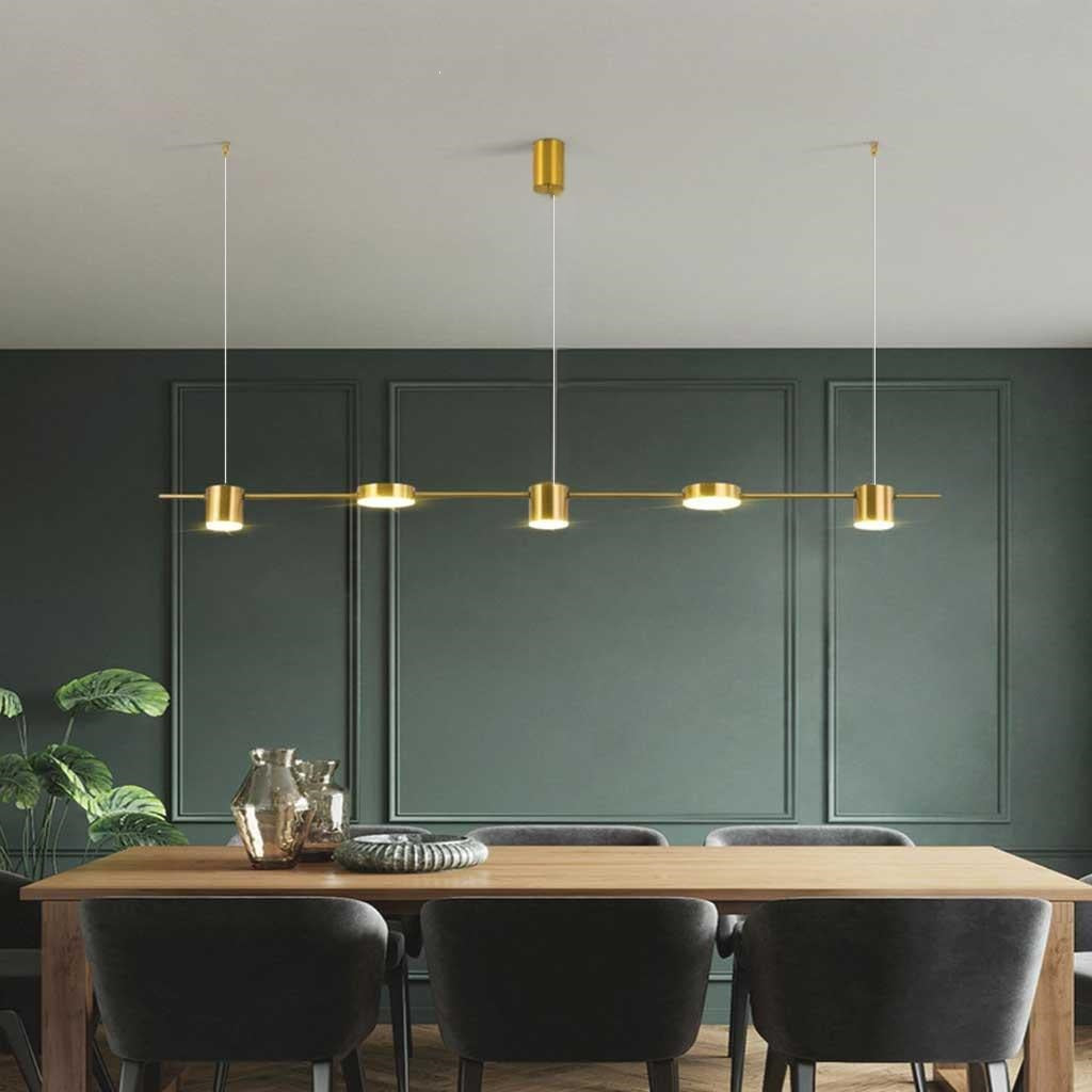 Dimmable Linear LED Pendant Light Aluminum Black Gold Dining Room Modern Chandelier Adjustable Design Lighting | Sansoti