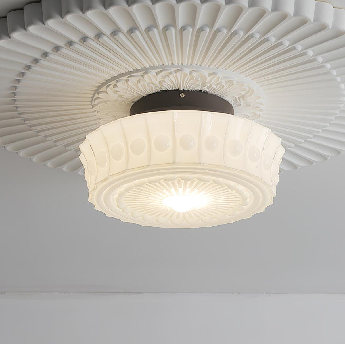 Plafondlamp Metalen Frame Glazen Kap Ø36-45cm Klassiek Industrieel Design voor Woonkamer Eetkamer Hal E26 E27 3-4 Lichtpunten Wandmontage Hardwired Plafondverlichting Modern Chique | Sansoti