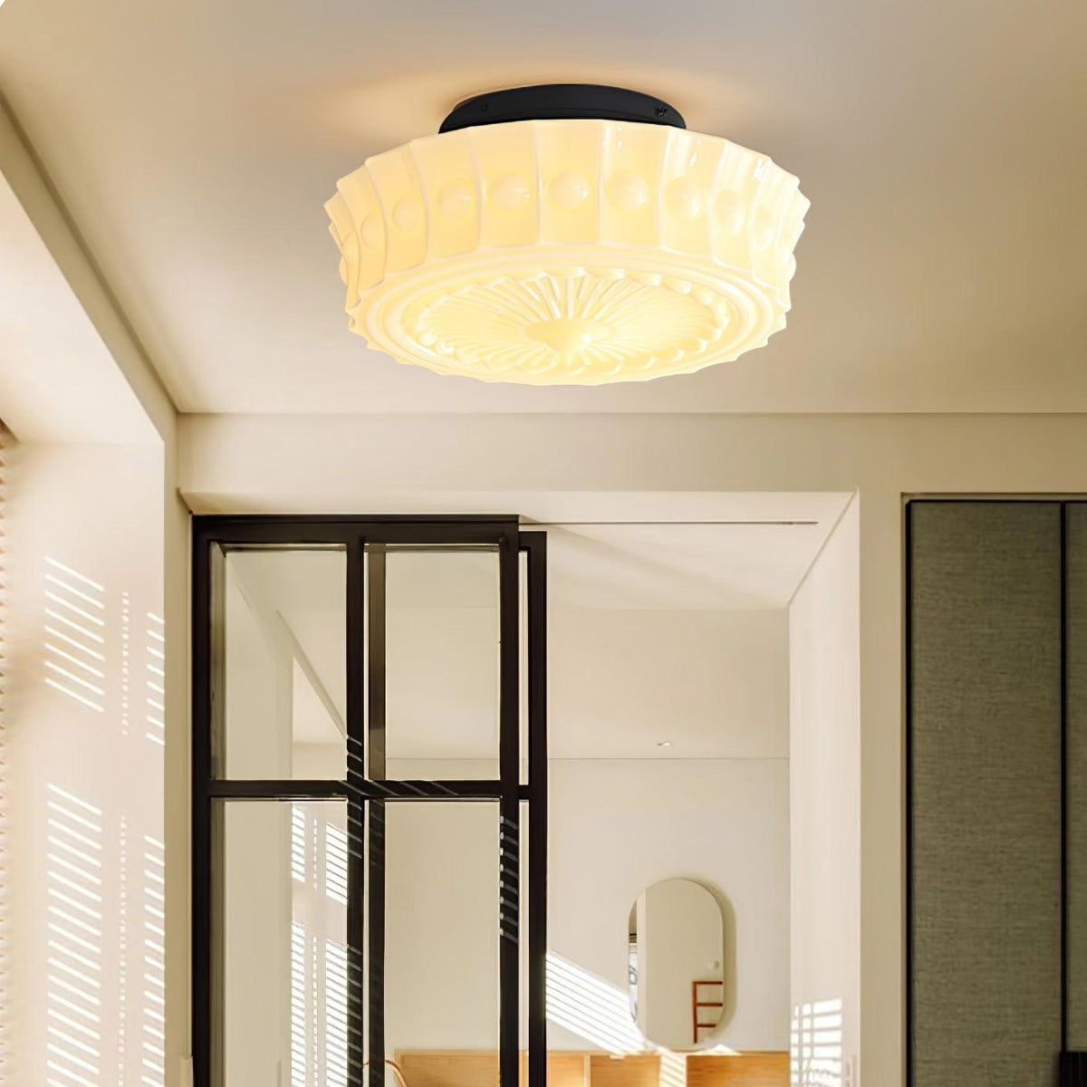 Plafondlamp Metalen Frame Glazen Kap Ø36-45cm Klassiek Industrieel Design voor Woonkamer Eetkamer Hal E26 E27 3-4 Lichtpunten Wandmontage Hardwired Plafondverlichting Modern Chique | Sansoti