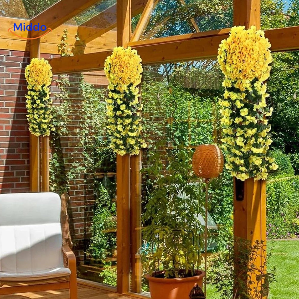 Künstliche Orchideen-Hängepflanze mit hängenden Blüten für Wanddekoration, Innenräume und Hochzeiten | Sansoti