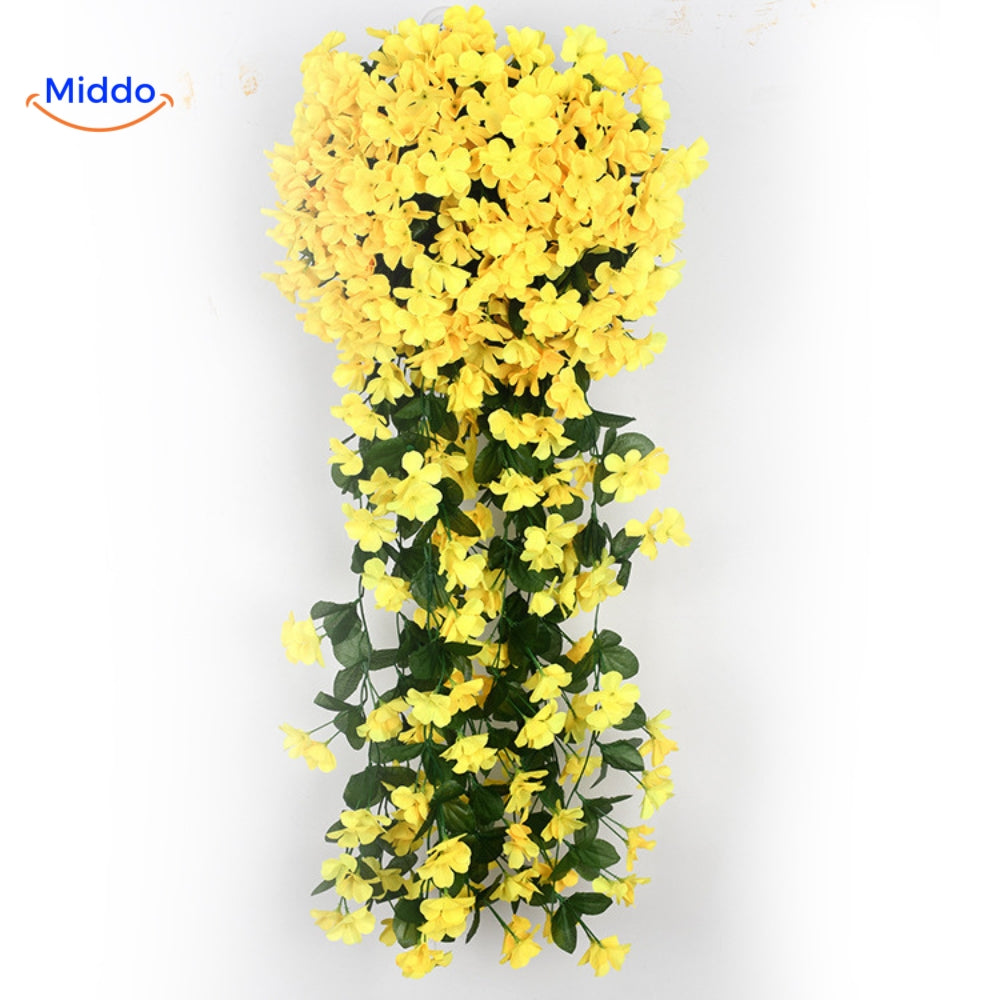 Künstliche Orchideen-Hängepflanze mit hängenden Blüten für Wanddekoration, Innenräume und Hochzeiten | Sansoti
