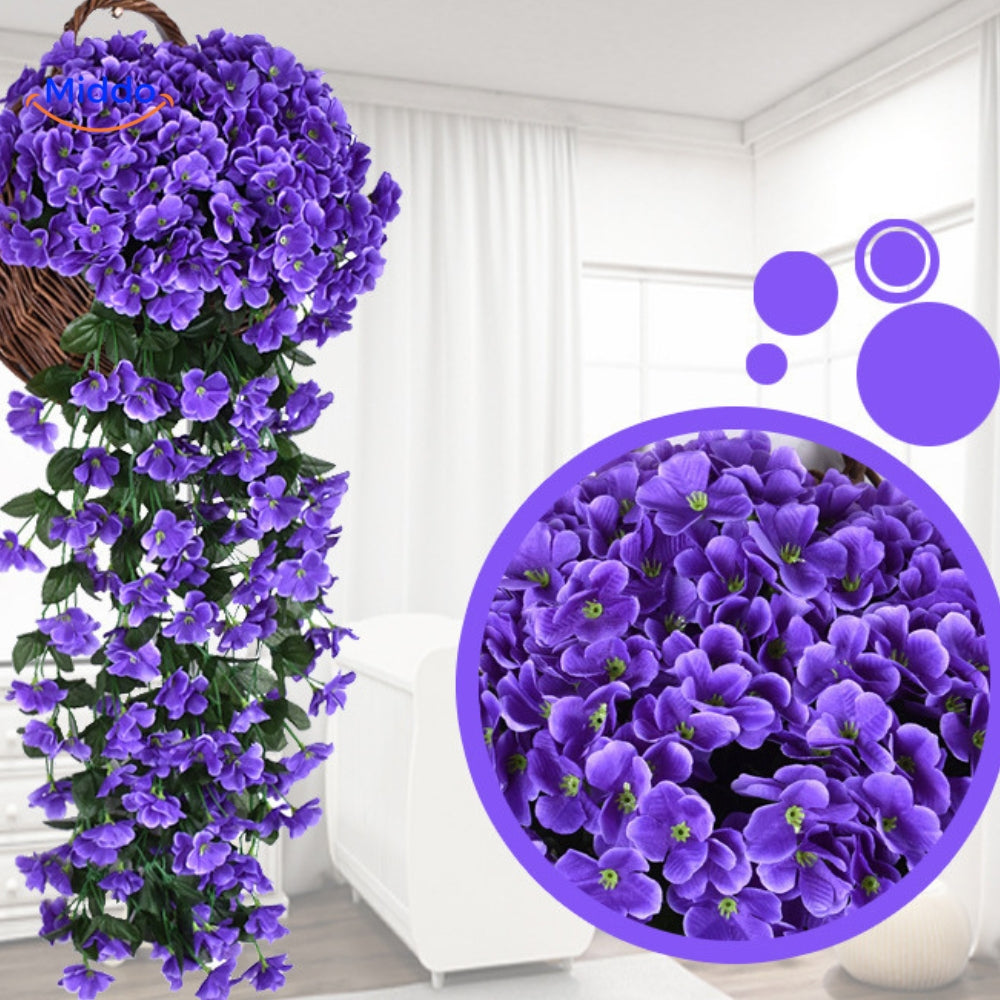 Künstliche Orchideen-Hängepflanze mit hängenden Blüten für Wanddekoration, Innenräume und Hochzeiten | Sansoti