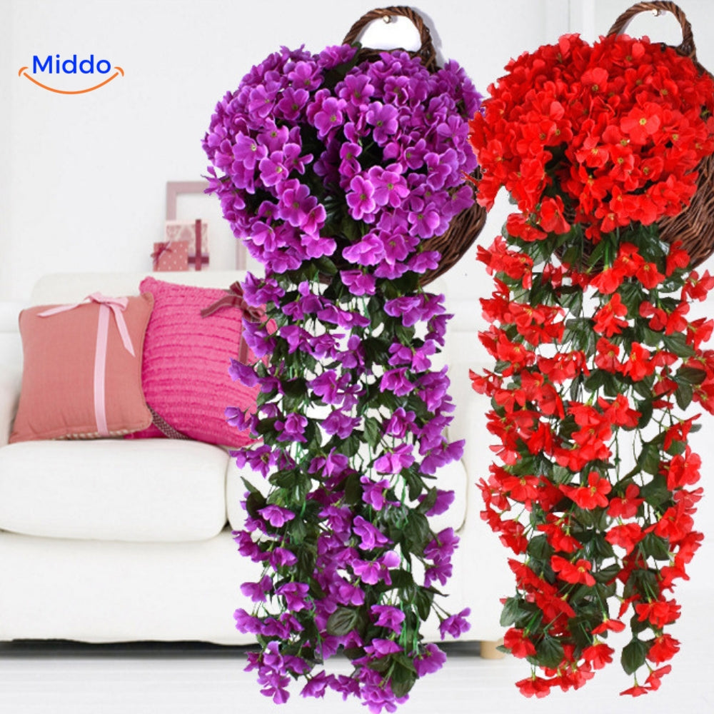 Künstliche Orchideen-Hängepflanze mit hängenden Blüten für Wanddekoration, Innenräume und Hochzeiten | Sansoti