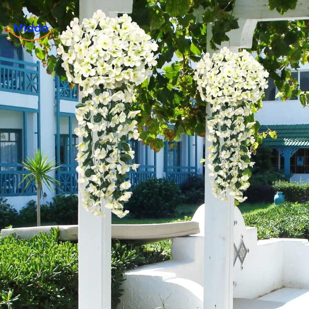 Künstliche Orchideen-Hängepflanze mit hängenden Blüten für Wanddekoration, Innenräume und Hochzeiten | Sansoti