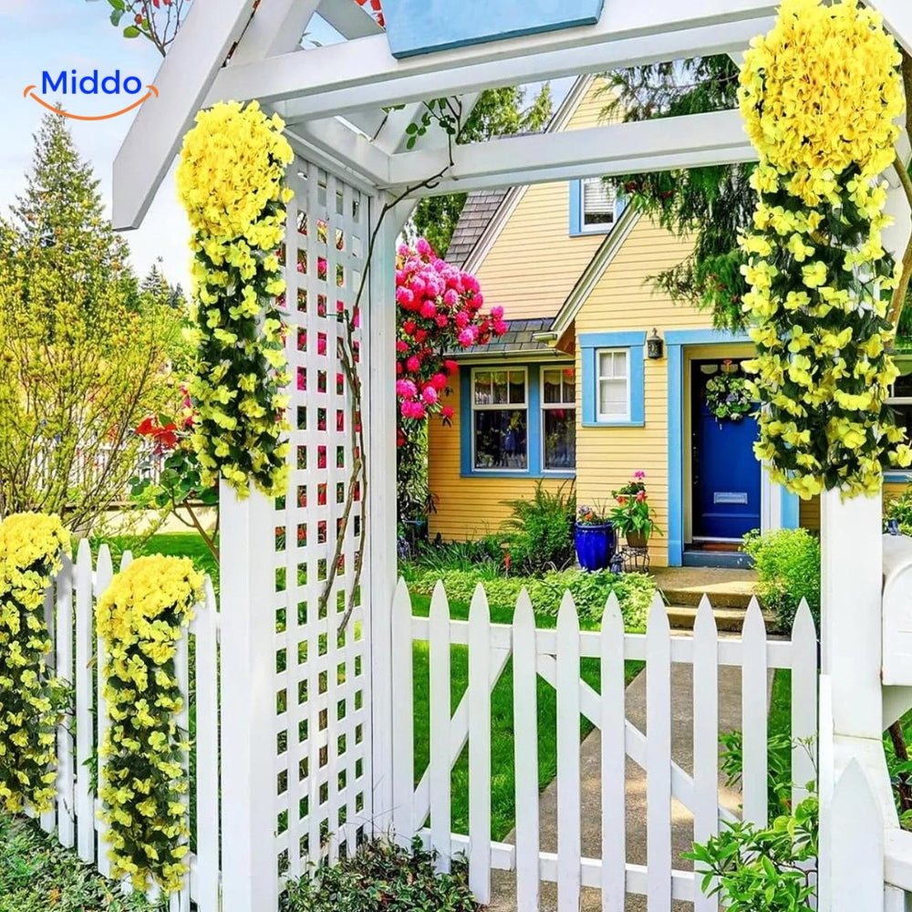 Künstliche Orchideen-Hängepflanze mit hängenden Blüten für Wanddekoration, Innenräume und Hochzeiten | Sansoti