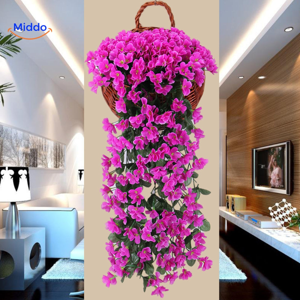 Künstliche Orchideen-Hängepflanze mit hängenden Blüten für Wanddekoration, Innenräume und Hochzeiten | Sansoti